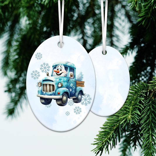 Happy Snowman Ceramic Ornament 30-35