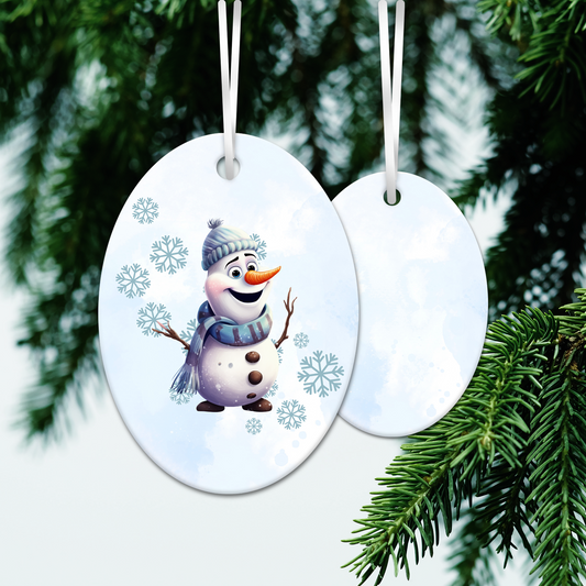 Happy Snowman Ceramic Ornament 30-36
