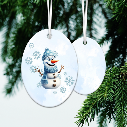 Happy Snowman Ceramic Ornament 30-39