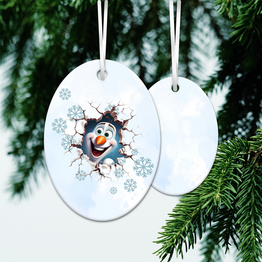 Happy Snowman Ceramic Ornament 30-42
