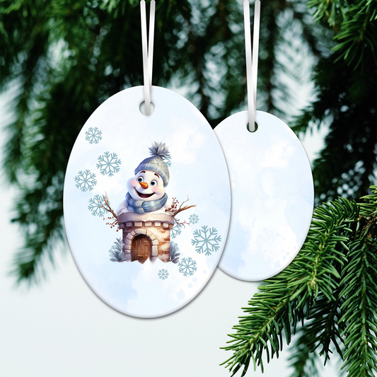 Happy Snowman Ceramic Ornament 30-44