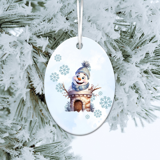 Happy Snowman Ceramic Ornament 30-44