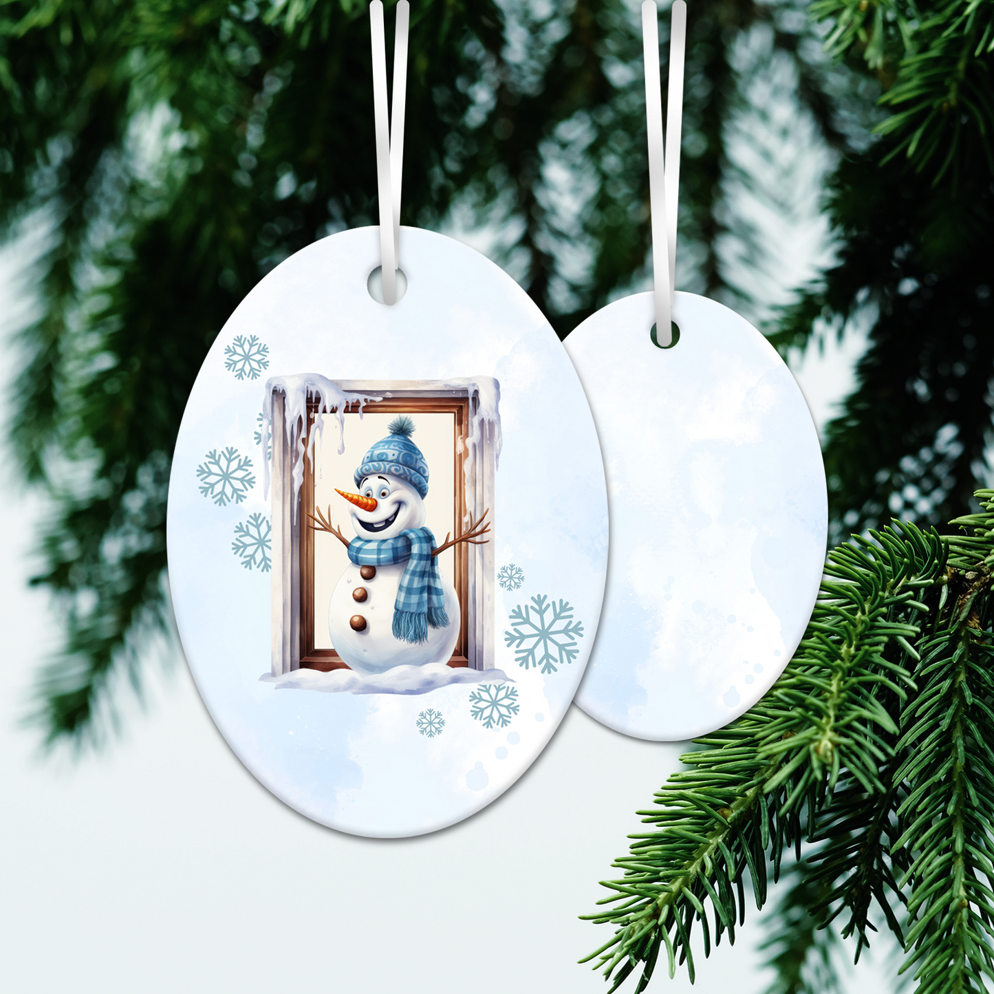 Happy Snowman Ceramic Ornament 30-47