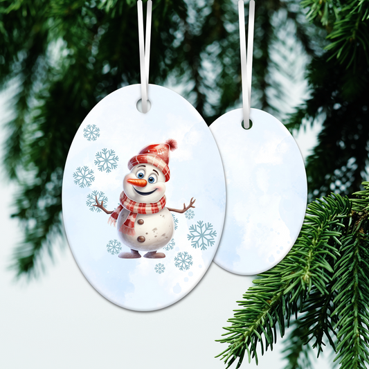 Happy Snowman Ceramic Ornament 30-48