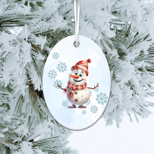 Happy Snowman Ceramic Ornament 30-48