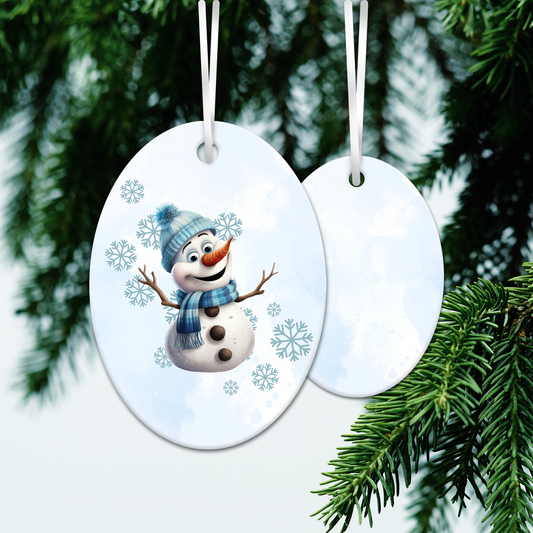 Happy Snowman Ceramic Ornament 30-49