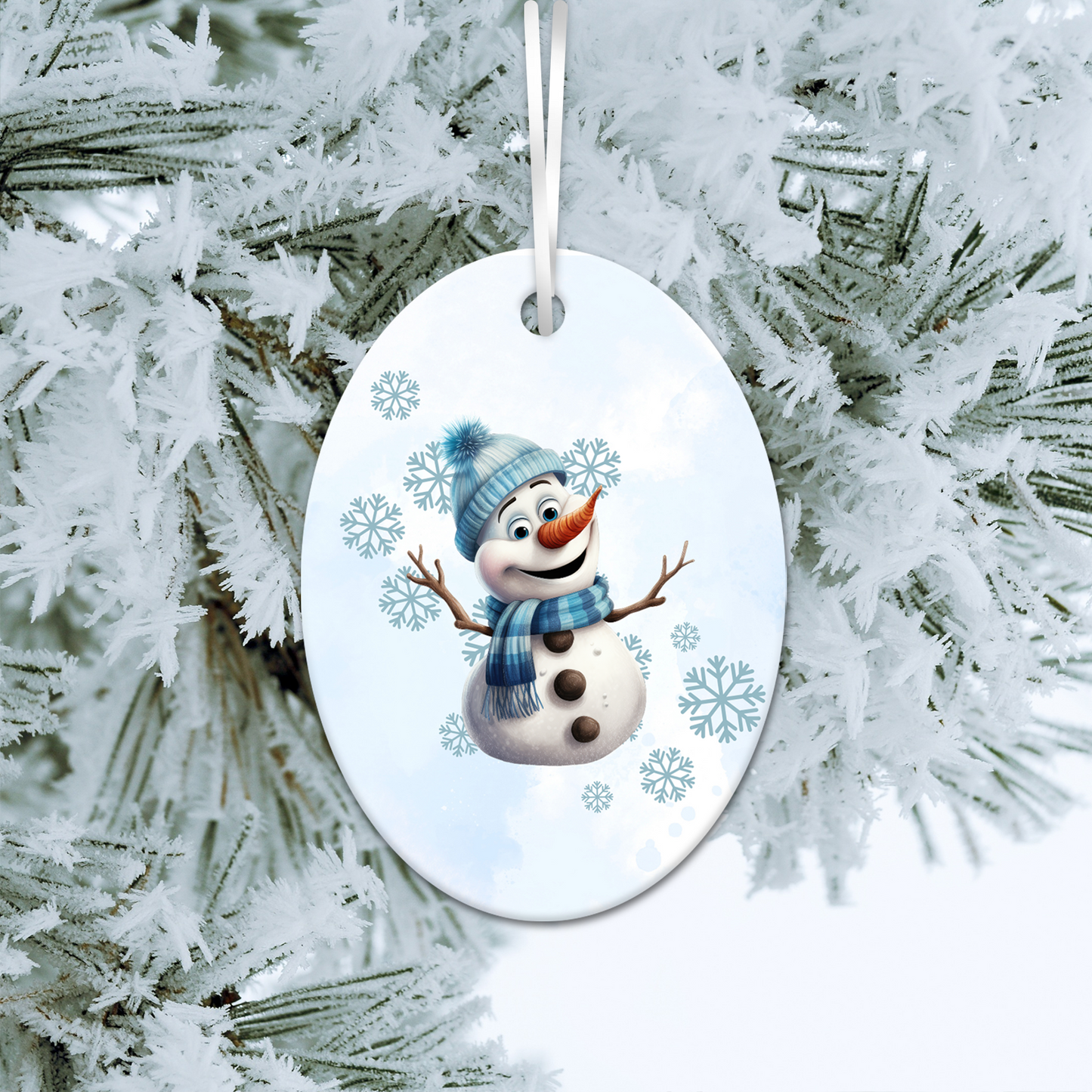 Happy Snowman Ceramic Ornament 30-49