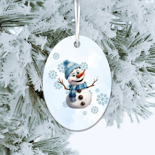 Happy Snowman Ceramic Ornament 30-49