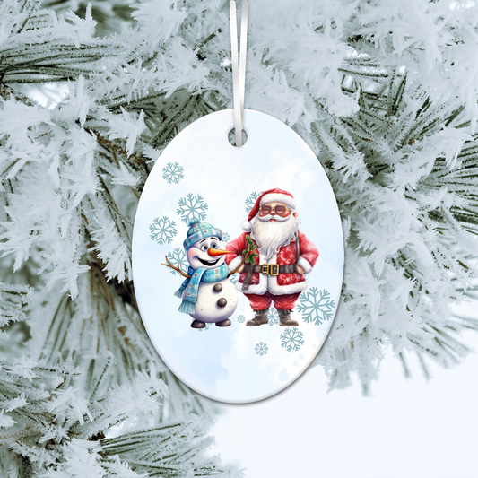 Happy Snowman Ceramic Ornament 30-51