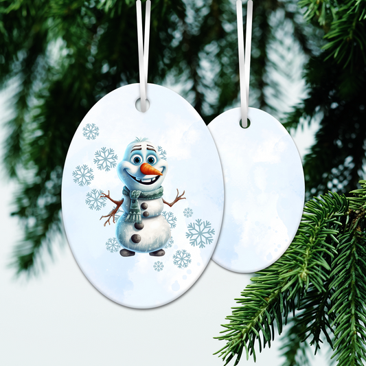 Happy Snowman Ceramic Ornament 30-34