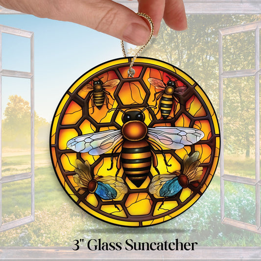Glass Suncatcher Stained Glass 96-18 Honey Bee