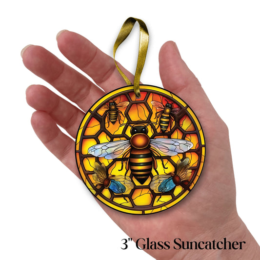 Glass Suncatcher Stained Glass 96-18 Honey Bee