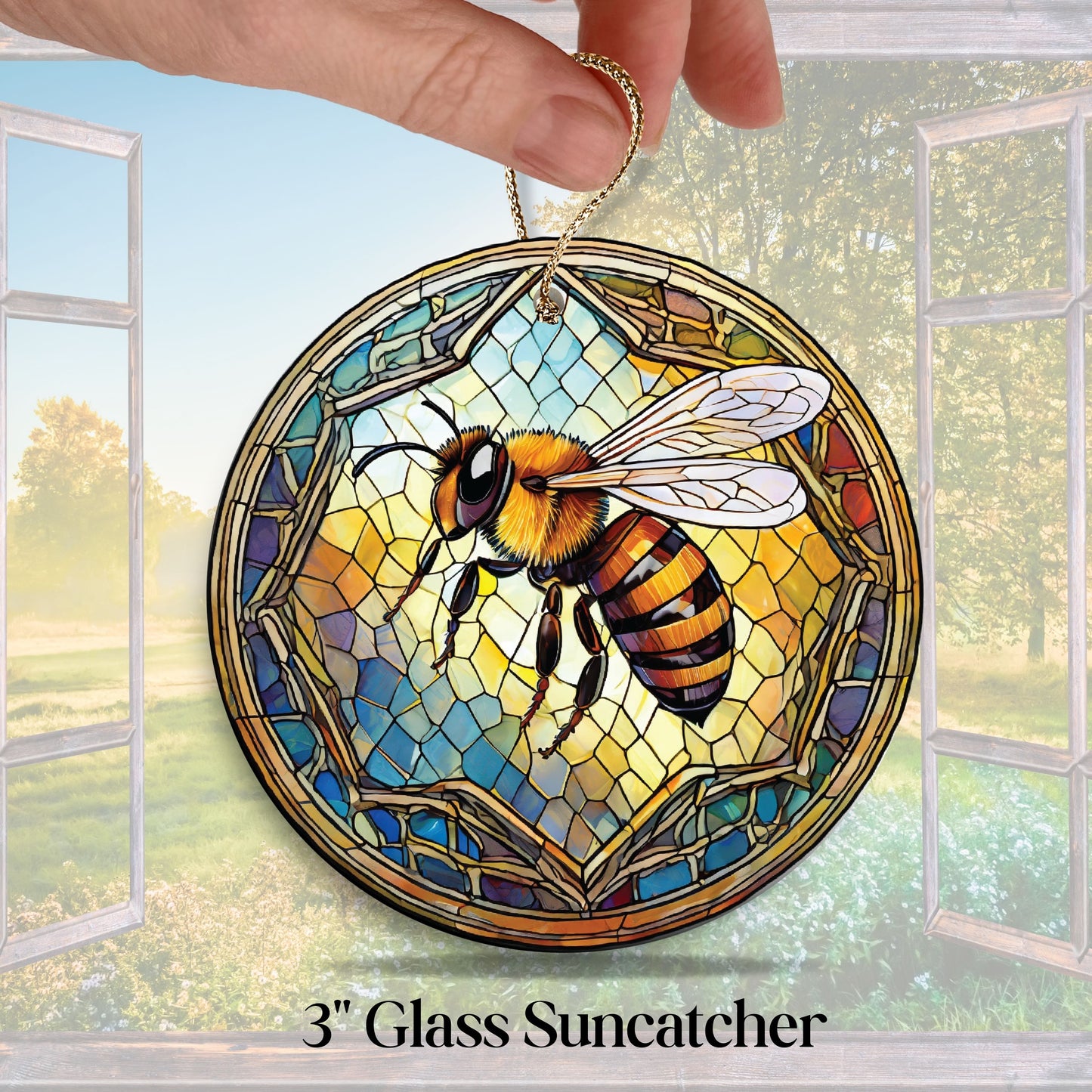 Glass Suncatcher Stained Glass 96-17 Honey Bee