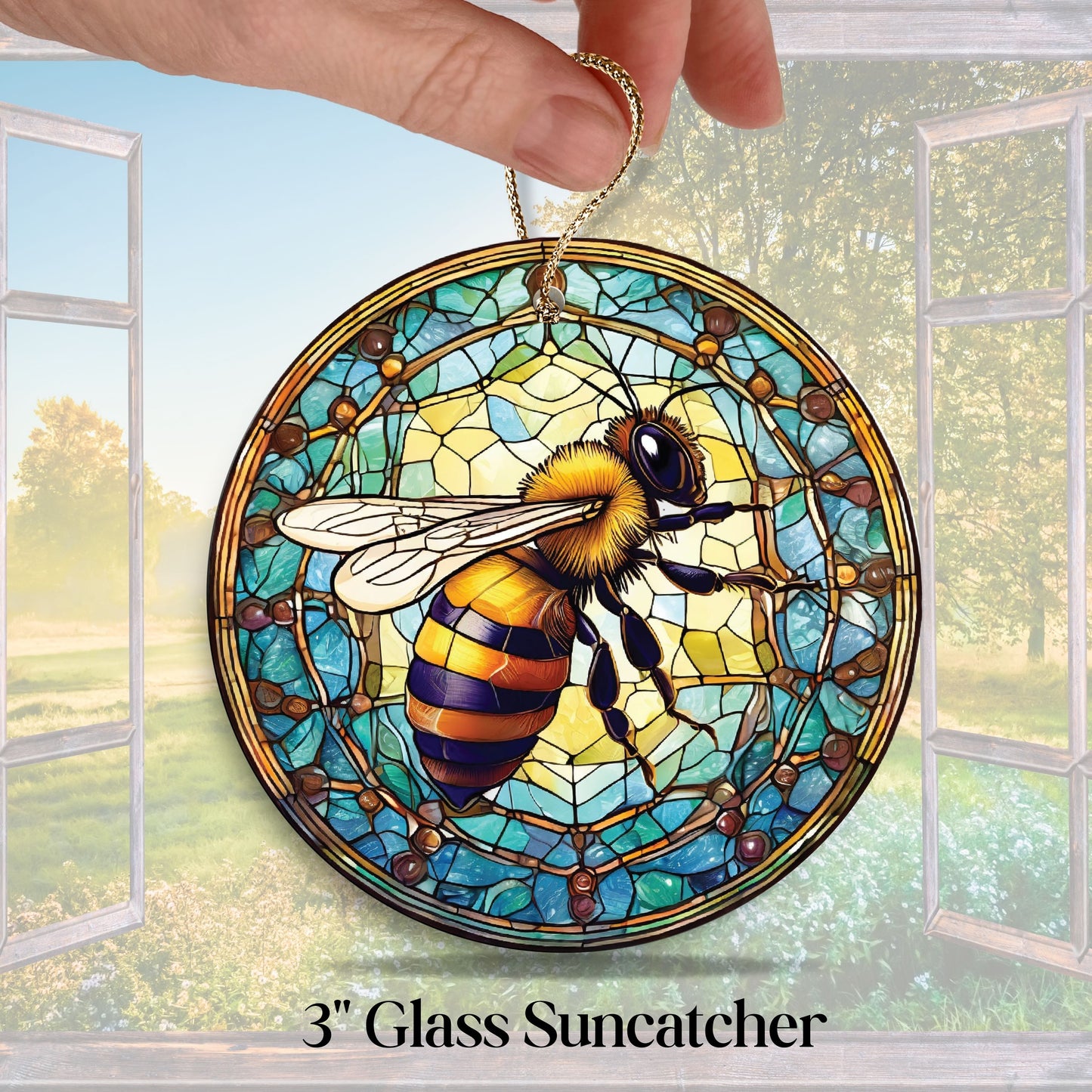 Glass Suncatcher Stained Glass 96-02 Honey Bee
