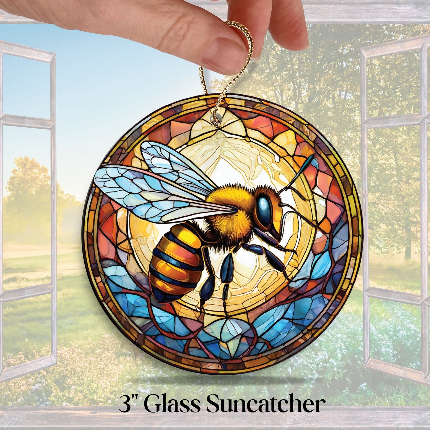 Glass Suncatcher Stained Glass 96-06 Honey Bee