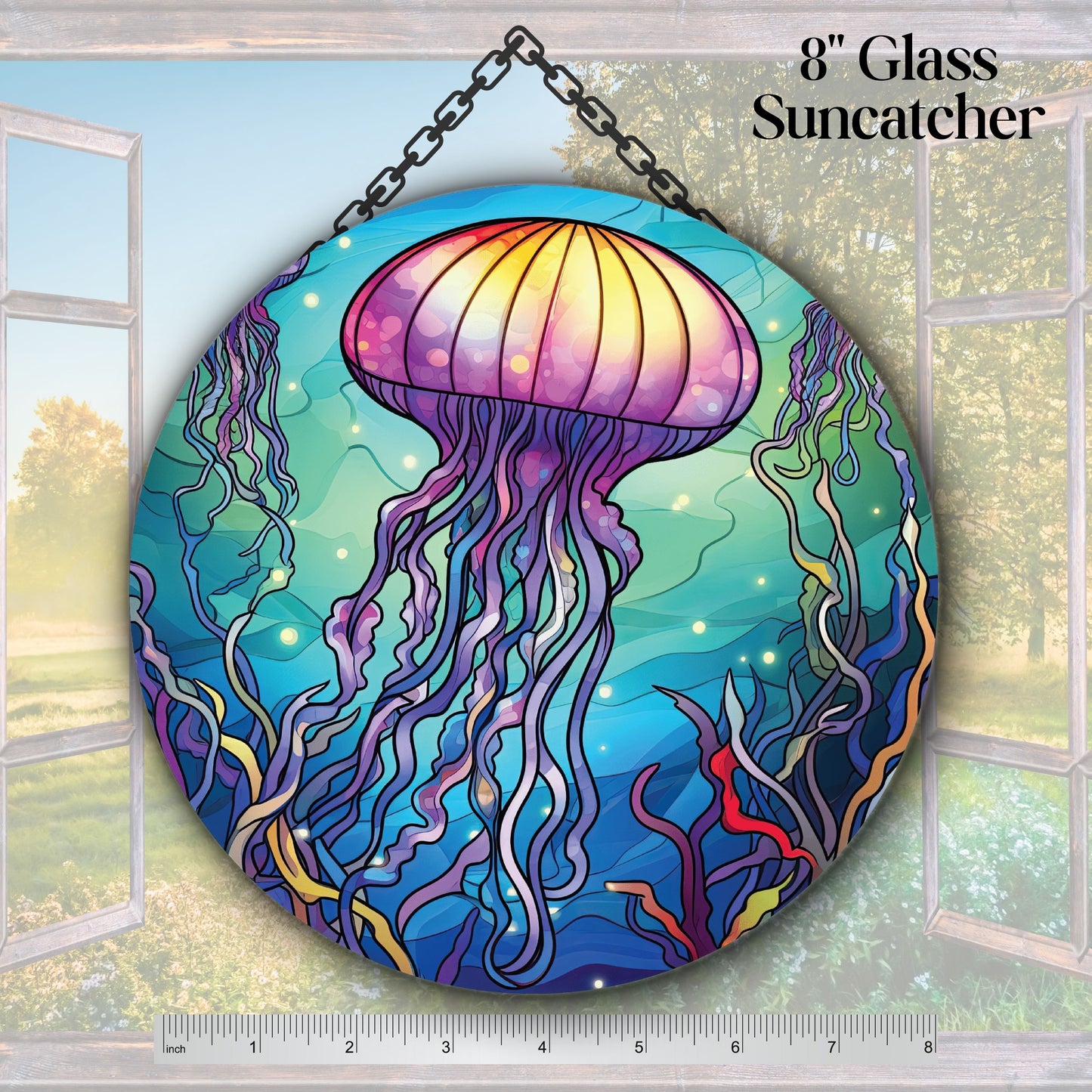 Glass Suncatcher Stained Glass 138-05 Jelly Fish