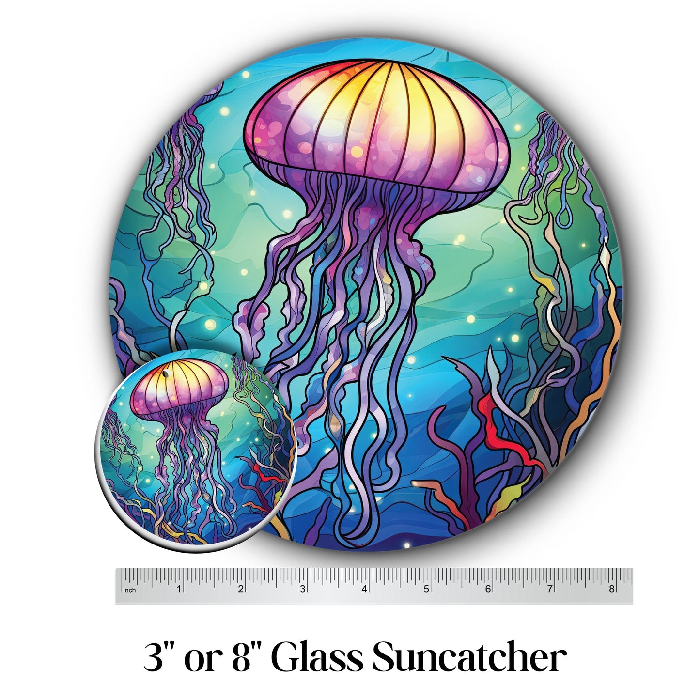 Glass Suncatcher Stained Glass 138-05 Jelly Fish