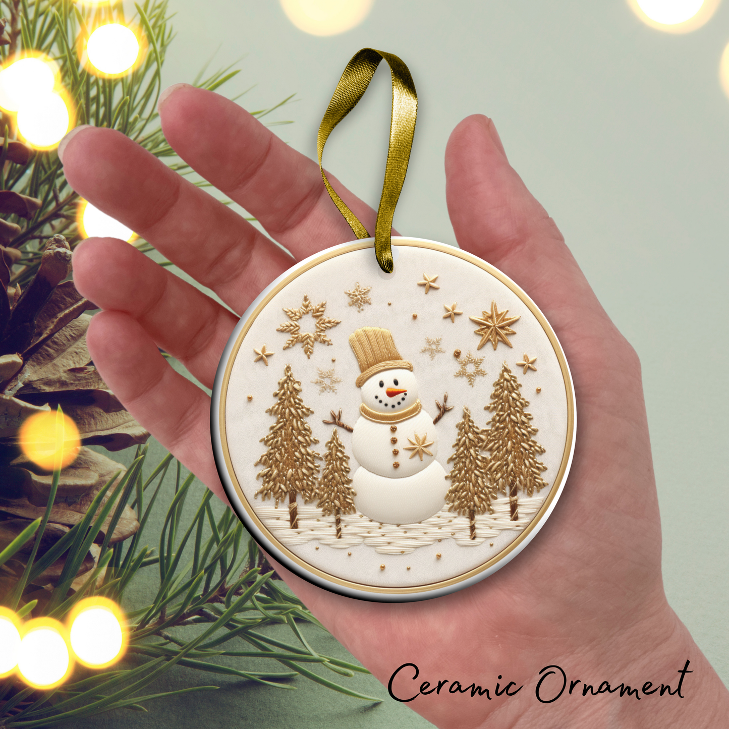 Let It Snow Snowman Ceramic Ornament 27-04