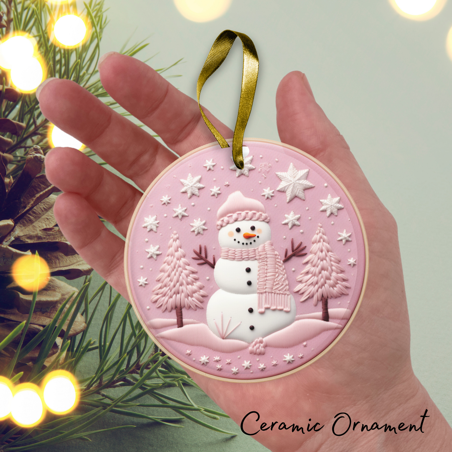Let It Snow Snowman Ceramic Ornament 27-16