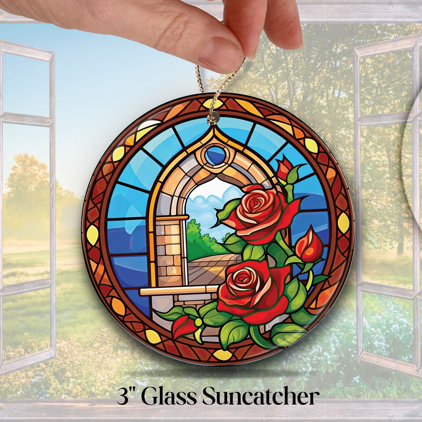Mexican Roses Unique Glass Suncatcher Stained Glass 143-15