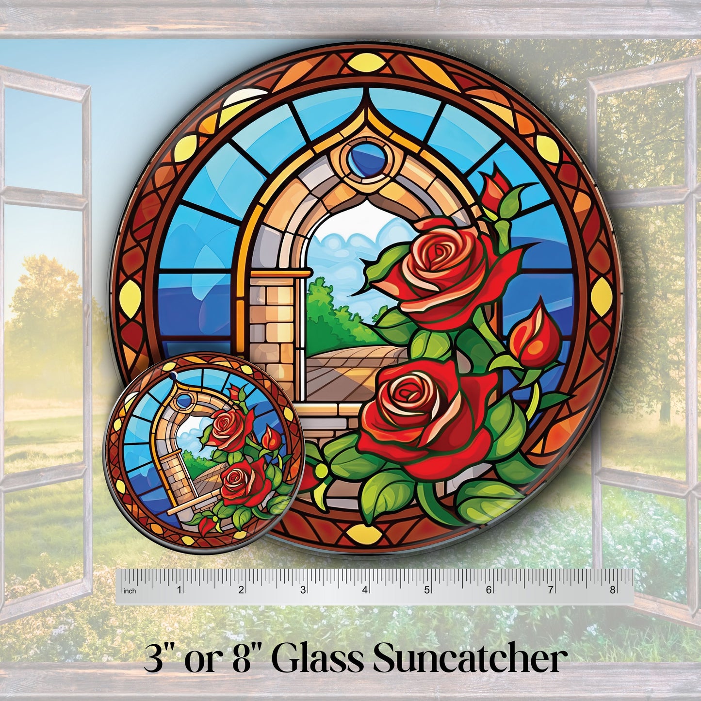 Mexican Roses Unique Glass Suncatcher Stained Glass 143-15