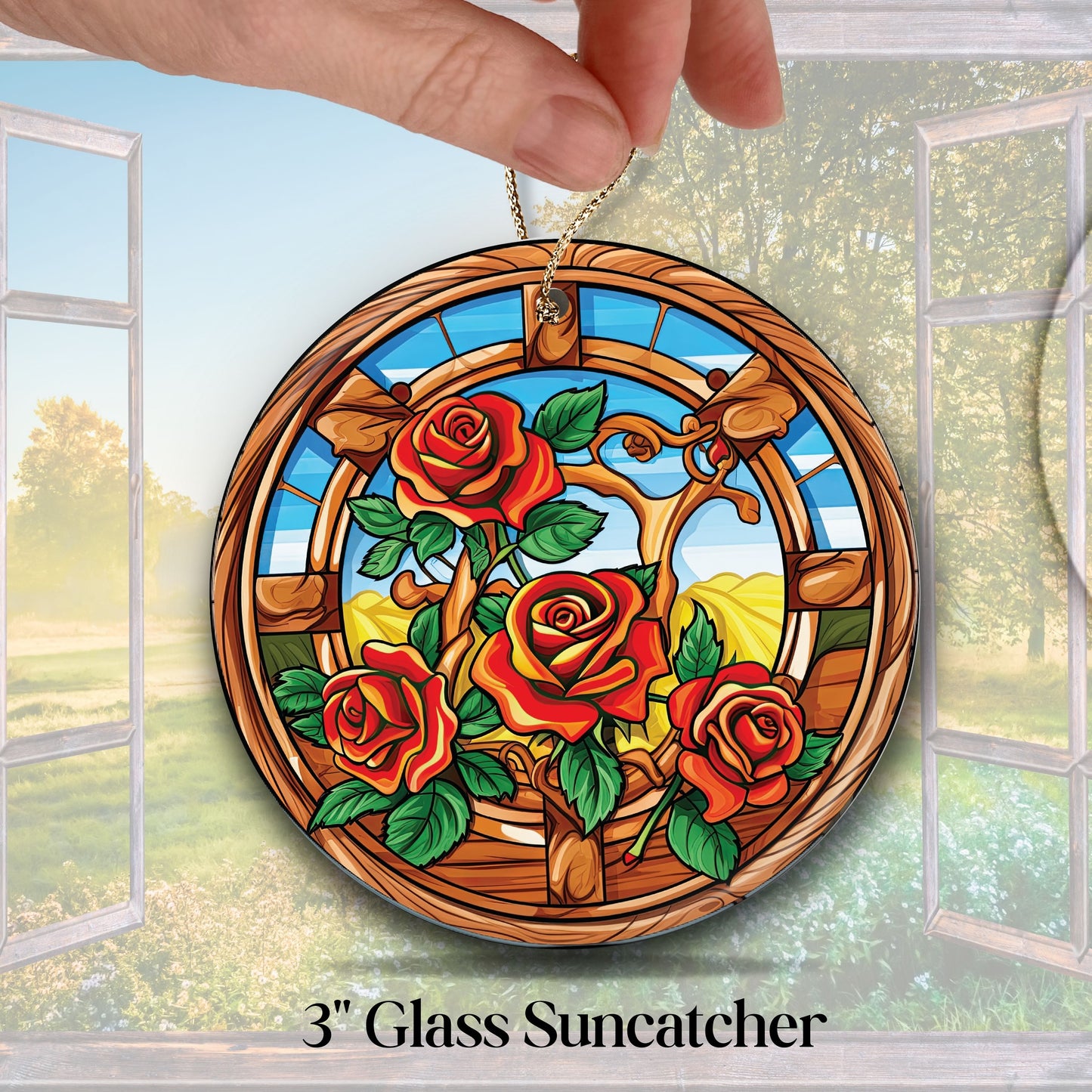 Mexican Roses Unique Glass Suncatcher Stained Glass 143-16