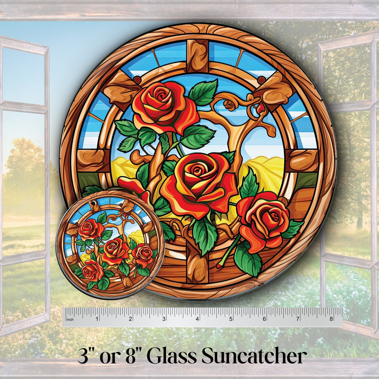 Mexican Roses Unique Glass Suncatcher Stained Glass 143-16