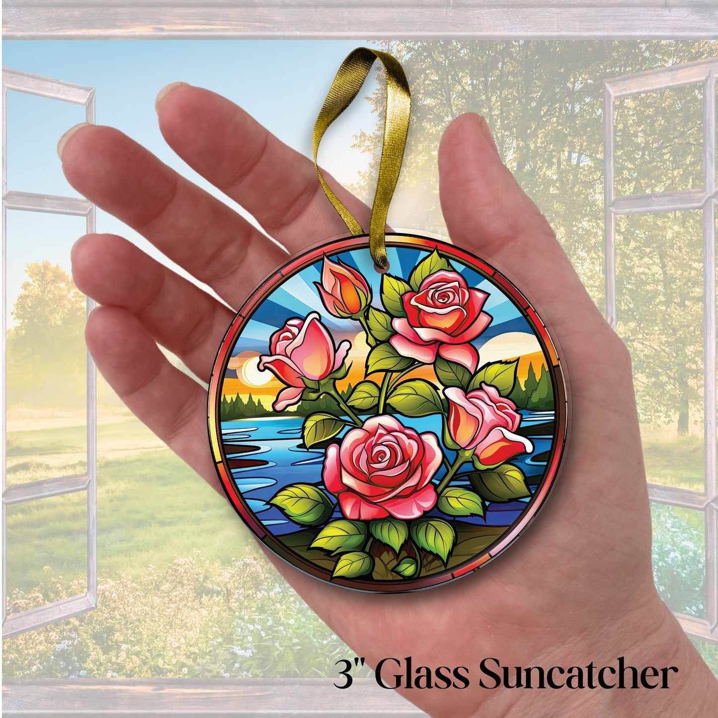 Mexican Roses Unique Glass Suncatcher Stained Glass 143-18