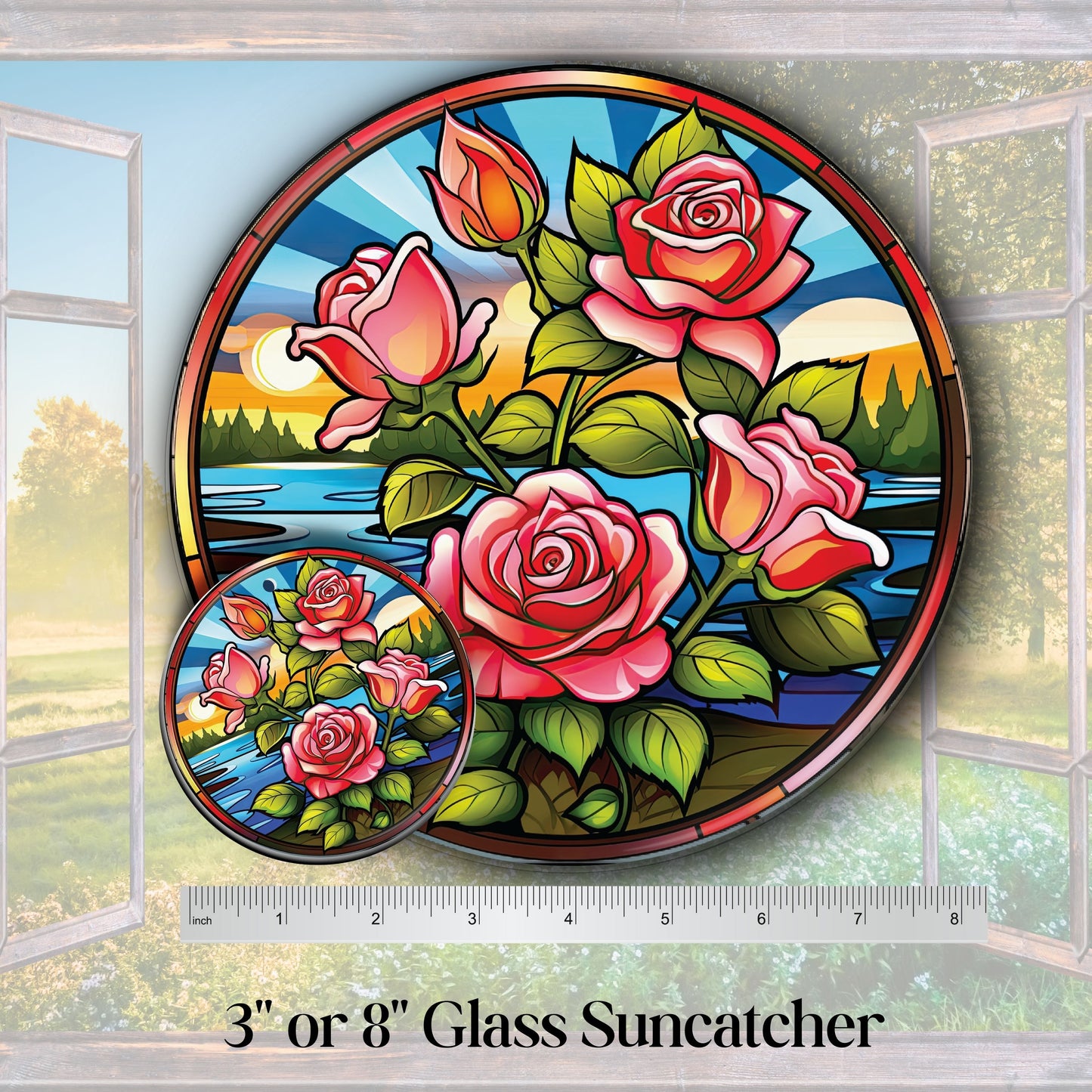 Mexican Roses Unique Glass Suncatcher Stained Glass 143-18