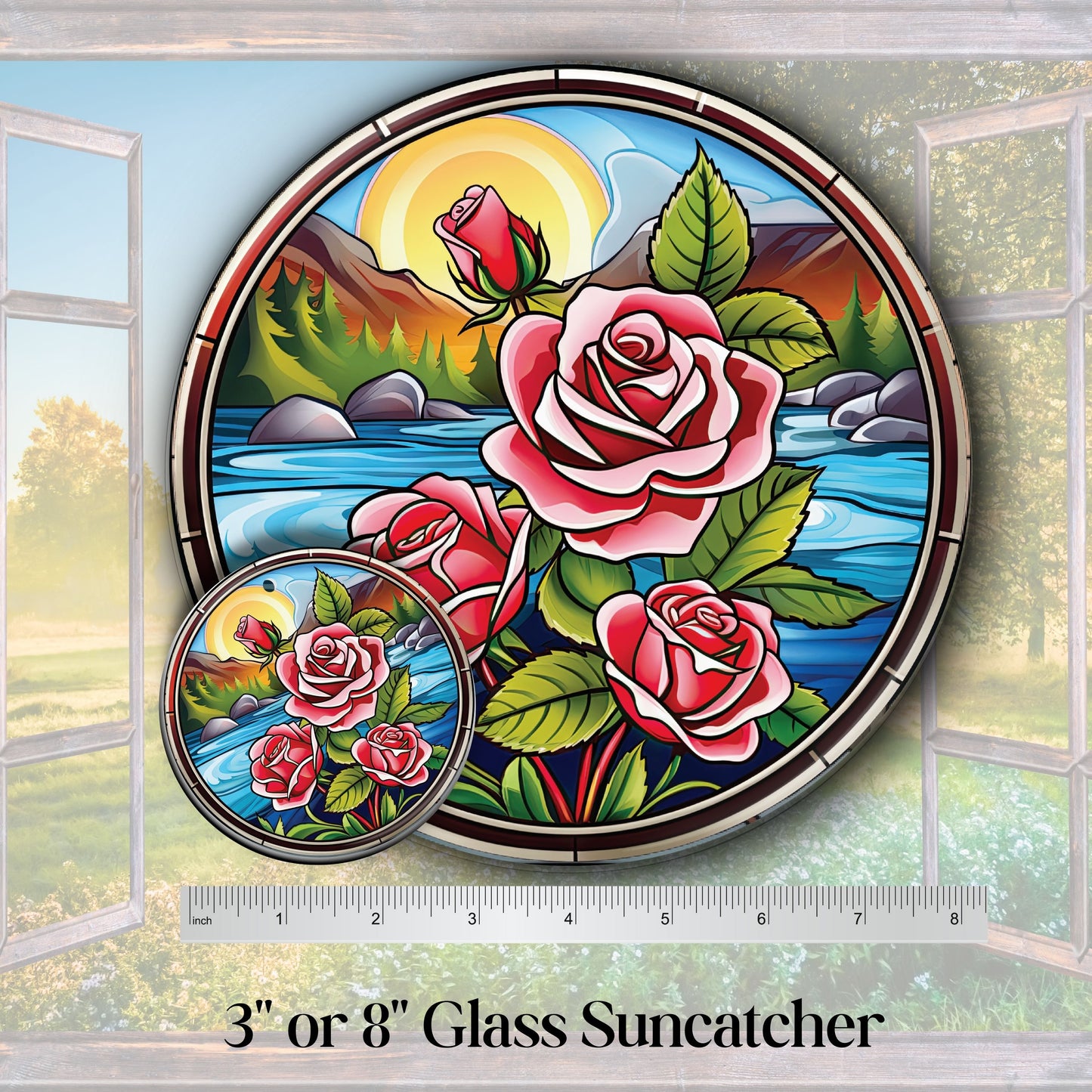 Mexican Roses Unique Glass Suncatcher Stained Glass 143-20