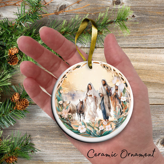 Christmas Nativity Ceramic Ornament 107-04 Mary & Joseph going to Bethlehem