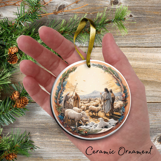 Christmas Nativity Ceramic Ornament 107-01 Shepherds in the Field