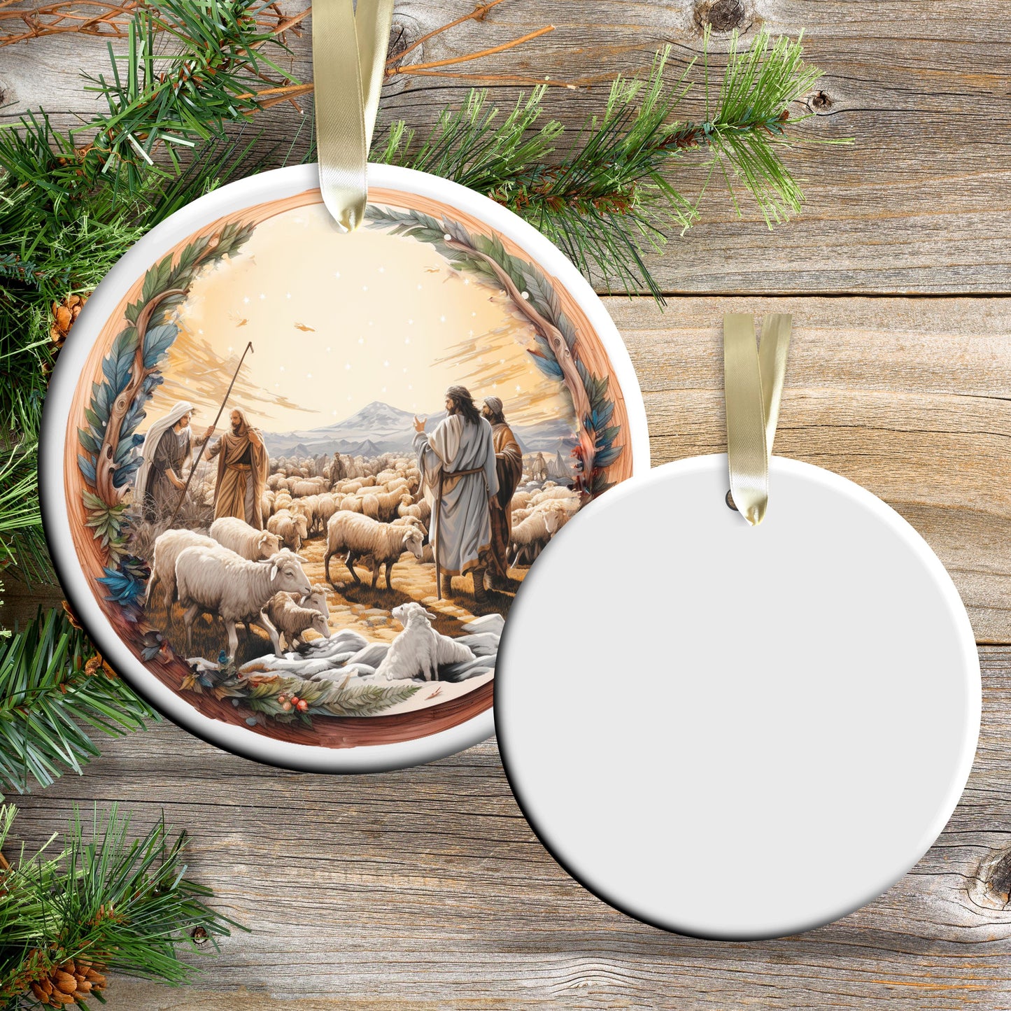 Christmas Nativity Ceramic Ornament 107-01 Shepherds in the Field