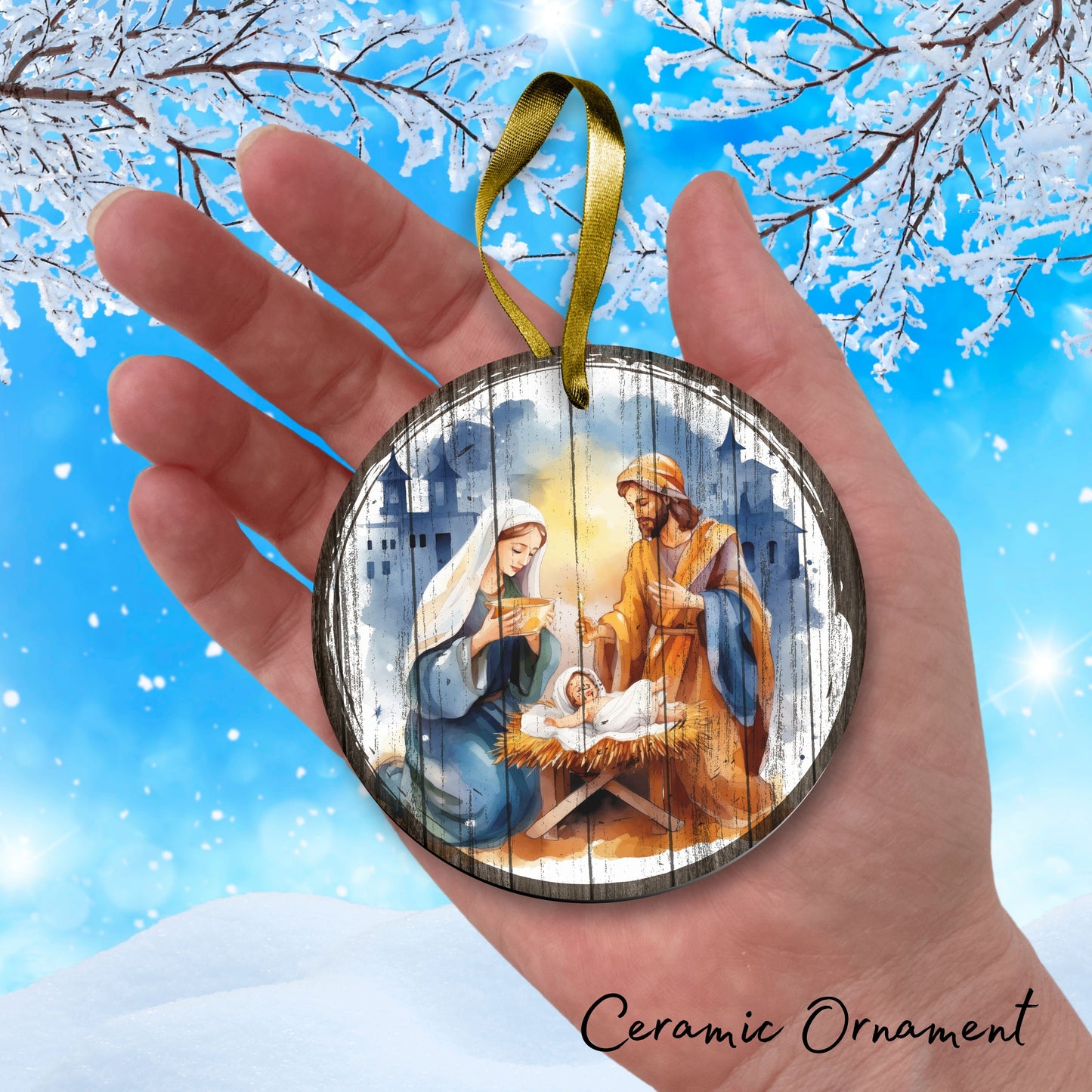 Christmas Nativity Ceramic Ornament 11-10 Manger