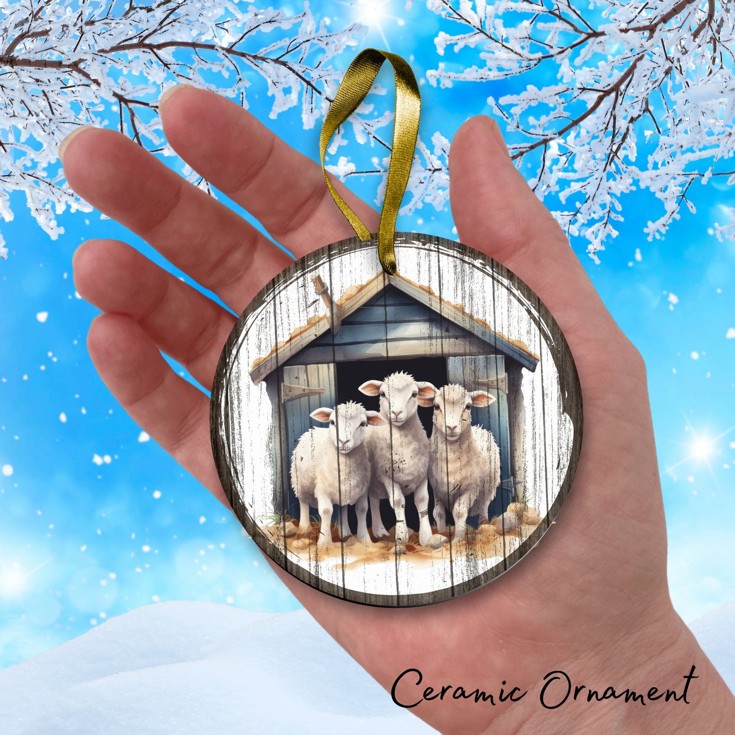 Christmas Nativity Ceramic Ornament 11-22 Sheep