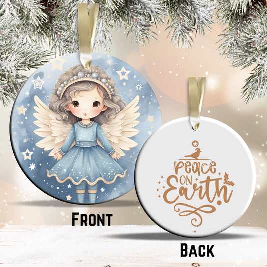 Nordic Watercolor Christmas Ceramic Ornament 43-31 Angel