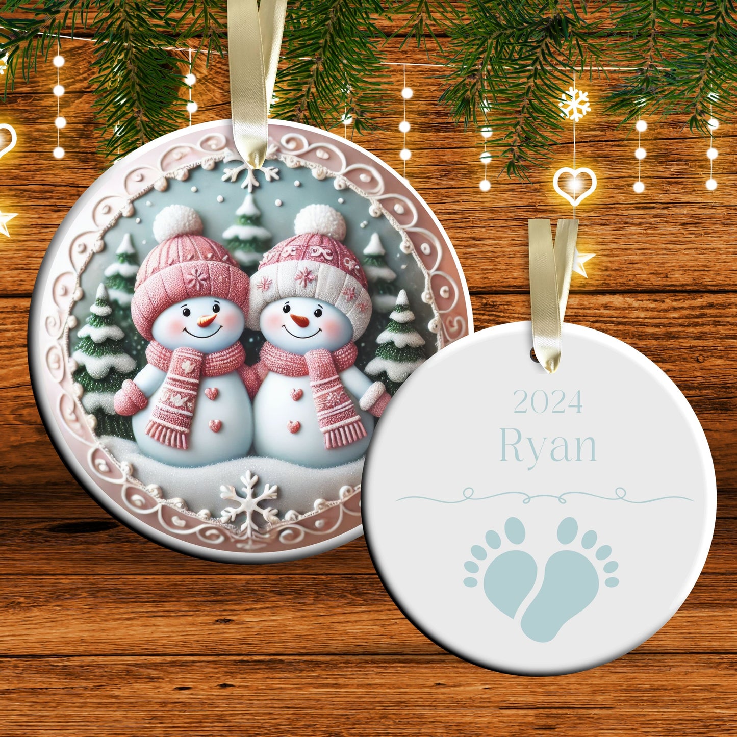 Pastel Nursery Babys First Christmas Ceramic Ornament Bauble 56-16