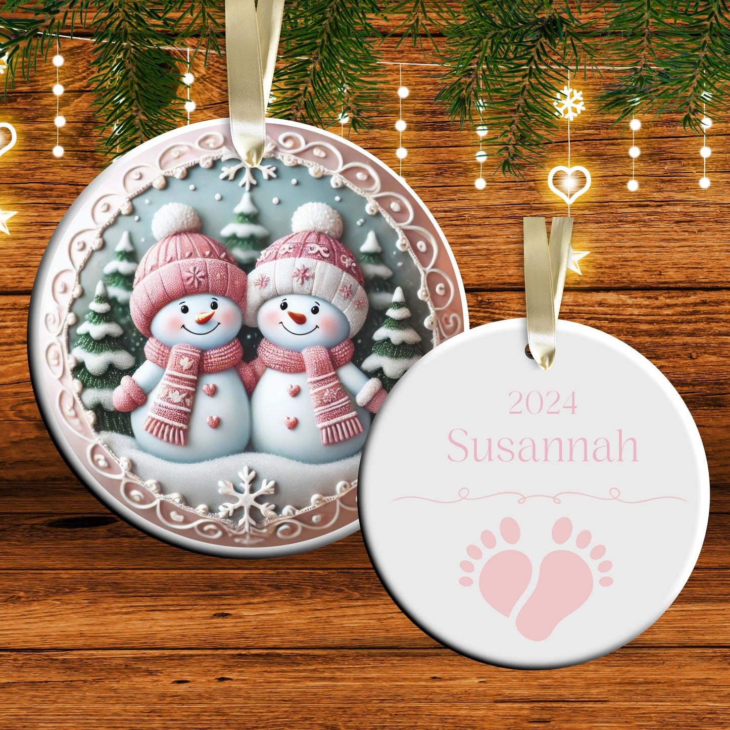 Pastel Nursery Babys First Christmas Ceramic Ornament Bauble 56-16