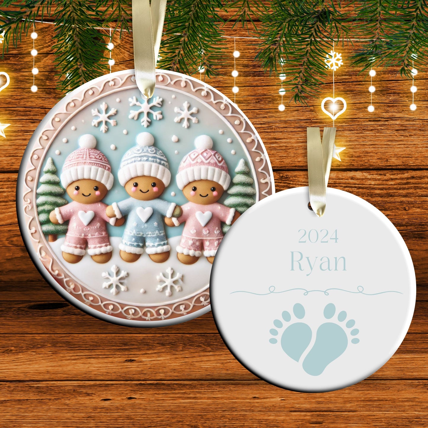 Pastel Nursery Babys First Christmas Ceramic Ornament Bauble 56-17