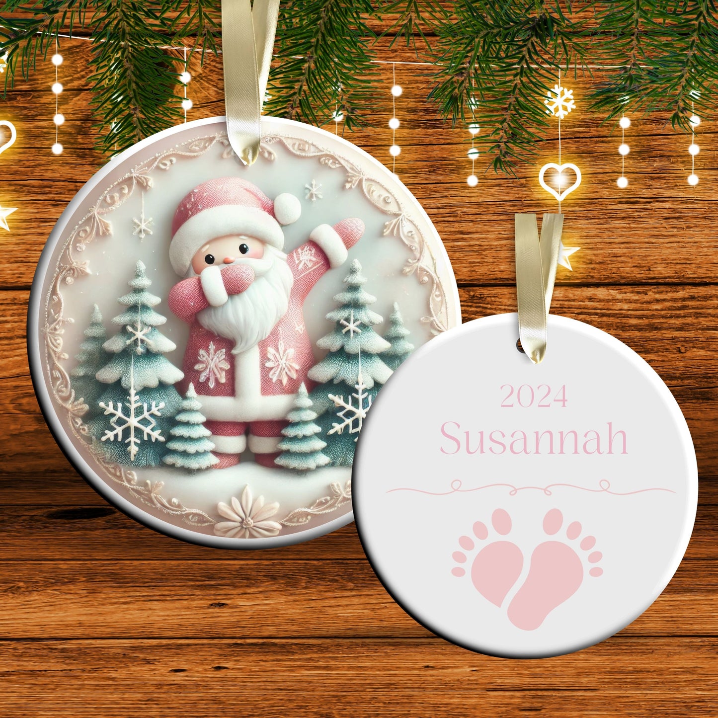 Pastel Nursery Babys First Christmas Ceramic Ornament Bauble 56-19
