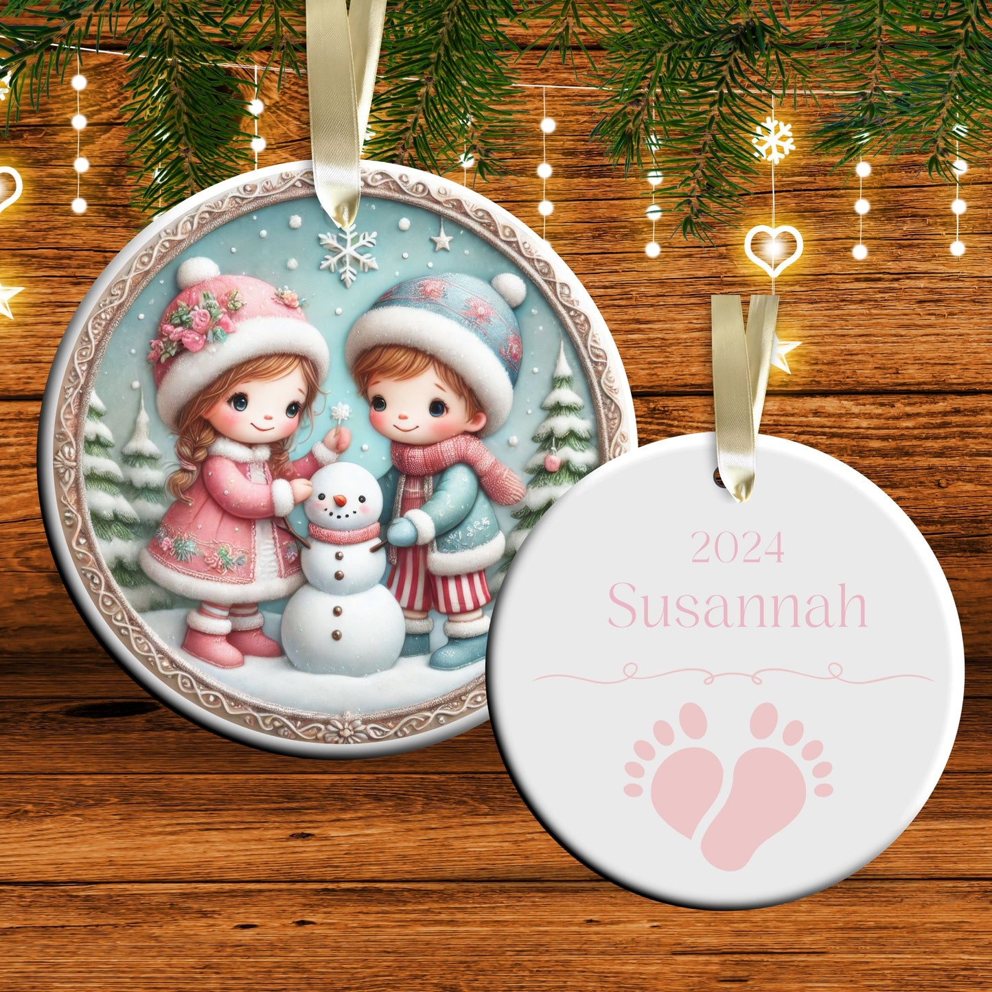 Pastel Nursery Babys First Christmas Ceramic Ornament Bauble 56-02