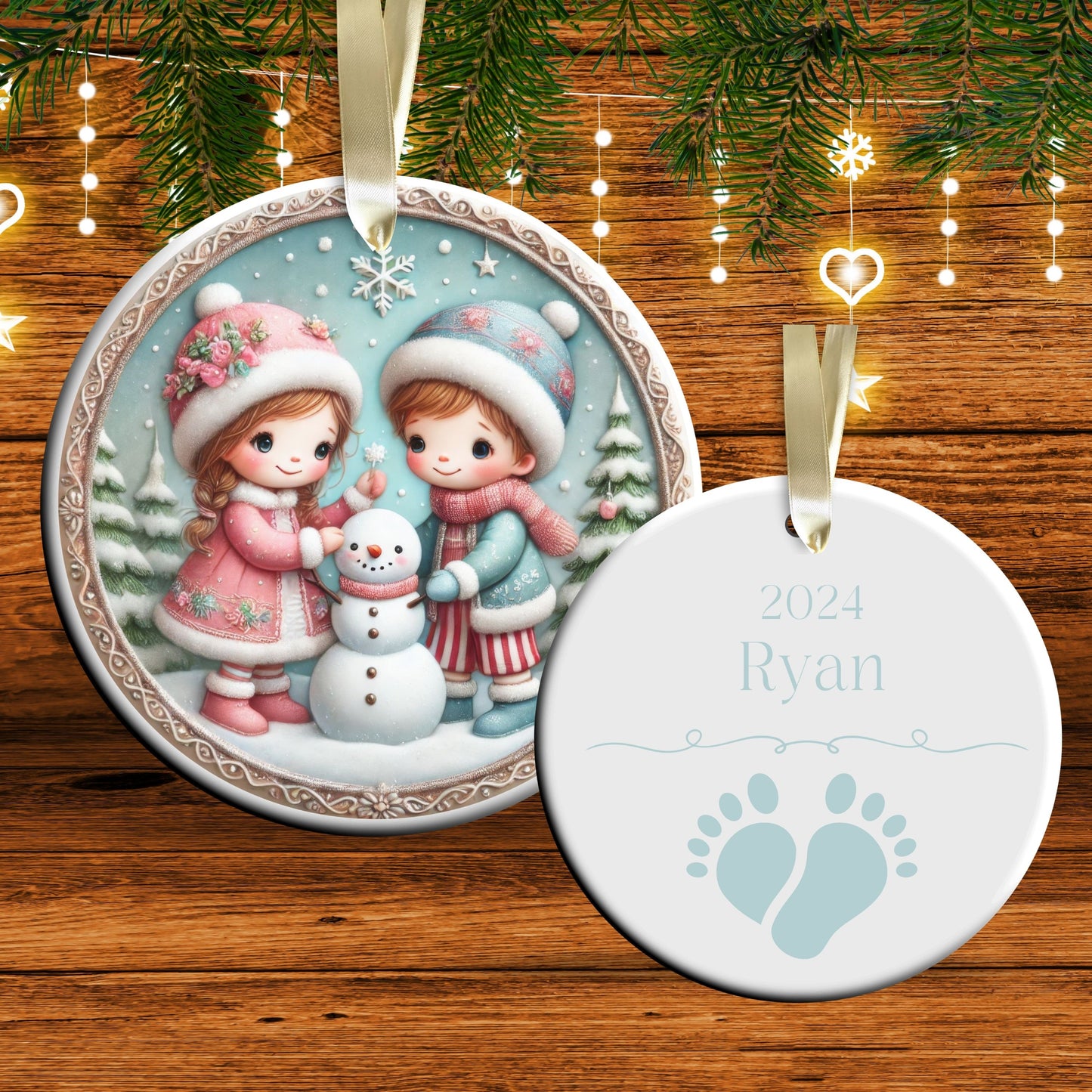 Pastel Nursery Babys First Christmas Ceramic Ornament Bauble 56-02