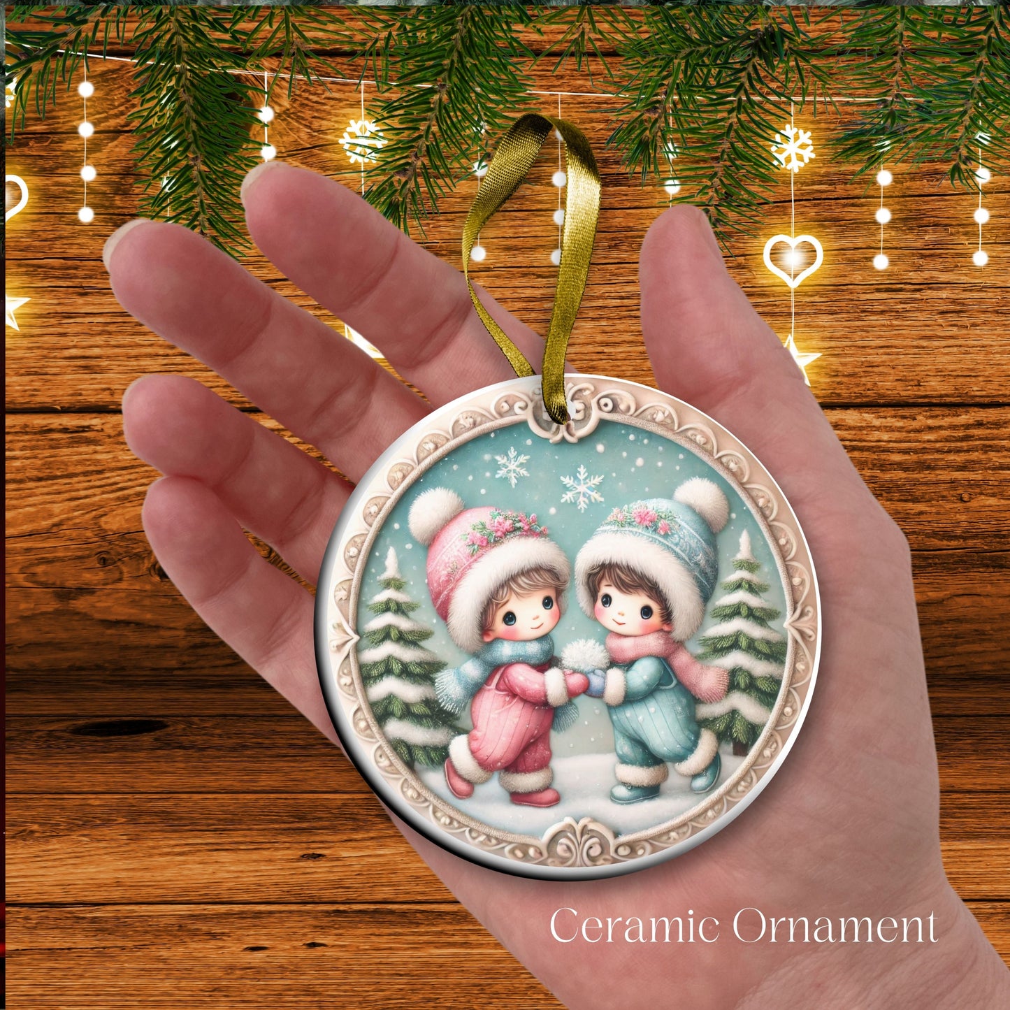 Pastel Nursery Babys First Christmas Ceramic Ornament Bauble 56-03