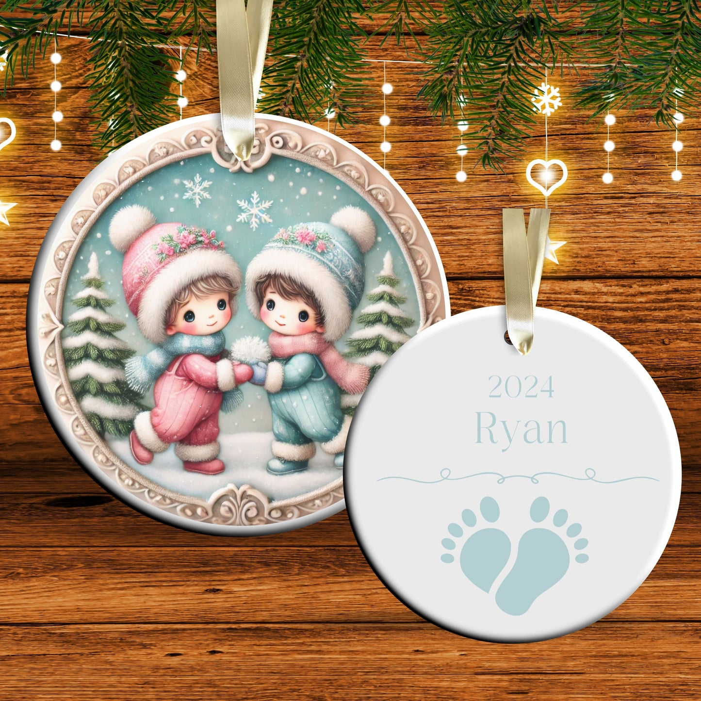 Pastel Nursery Babys First Christmas Ceramic Ornament Bauble 56-03