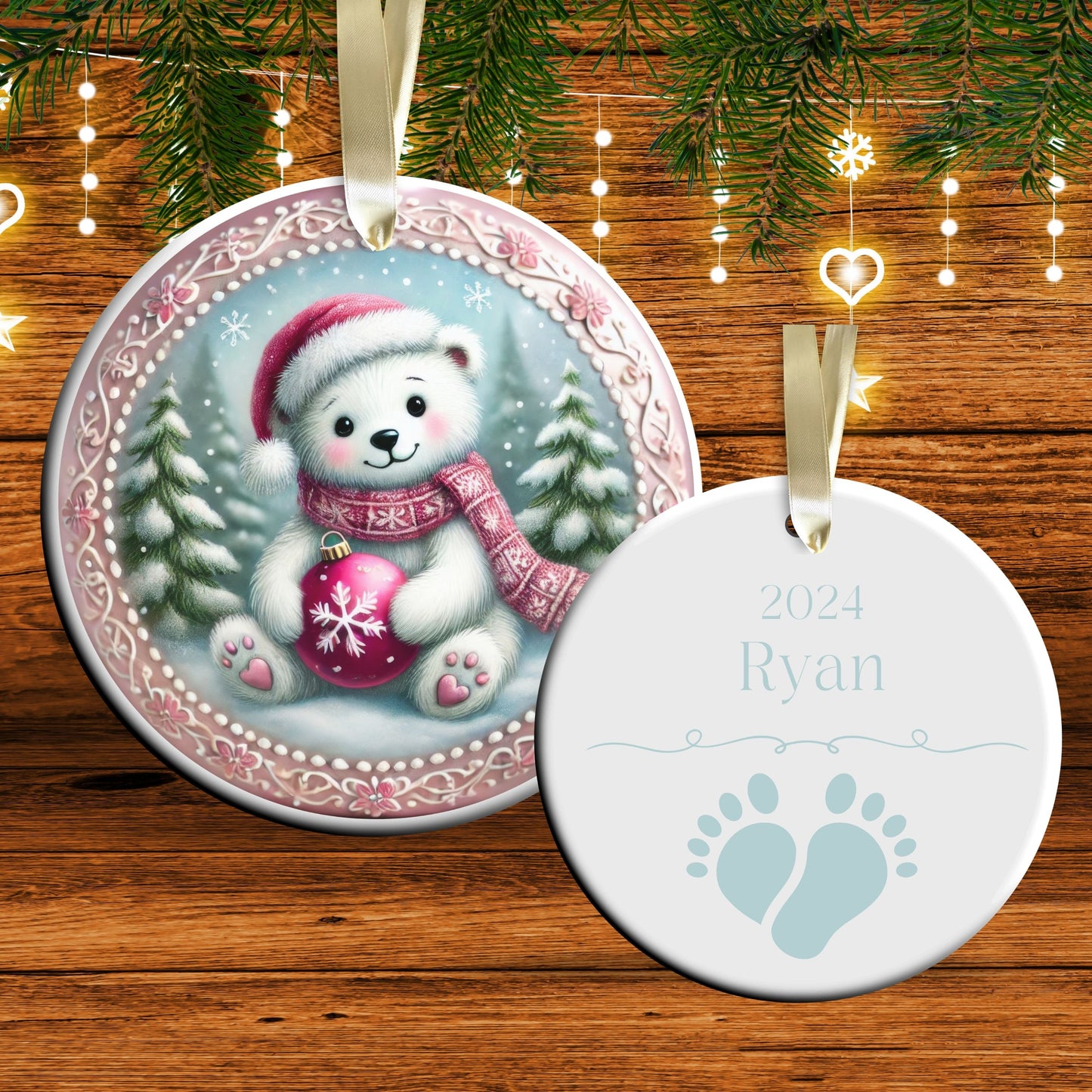 Pastel Nursery Babys First Christmas Ceramic Ornament Bauble 56-09
