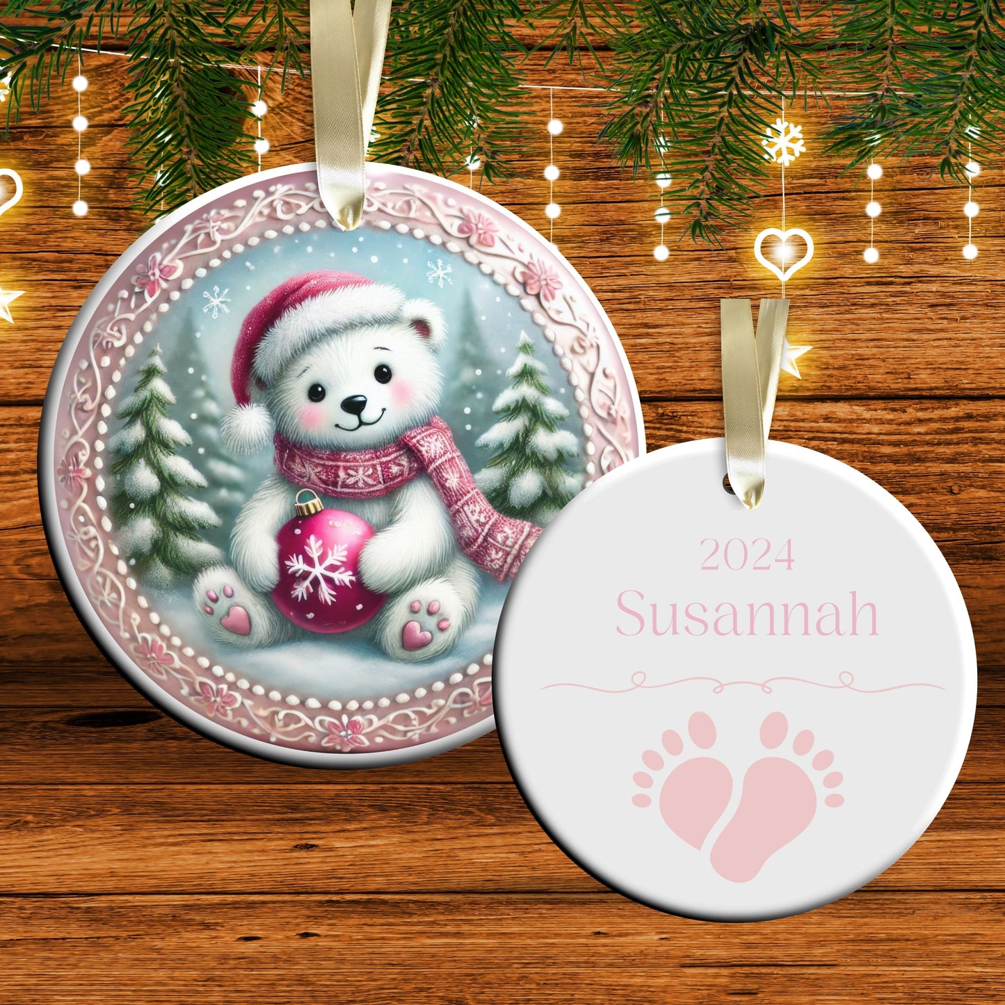 Pastel Nursery Babys First Christmas Ceramic Ornament Bauble 56-09