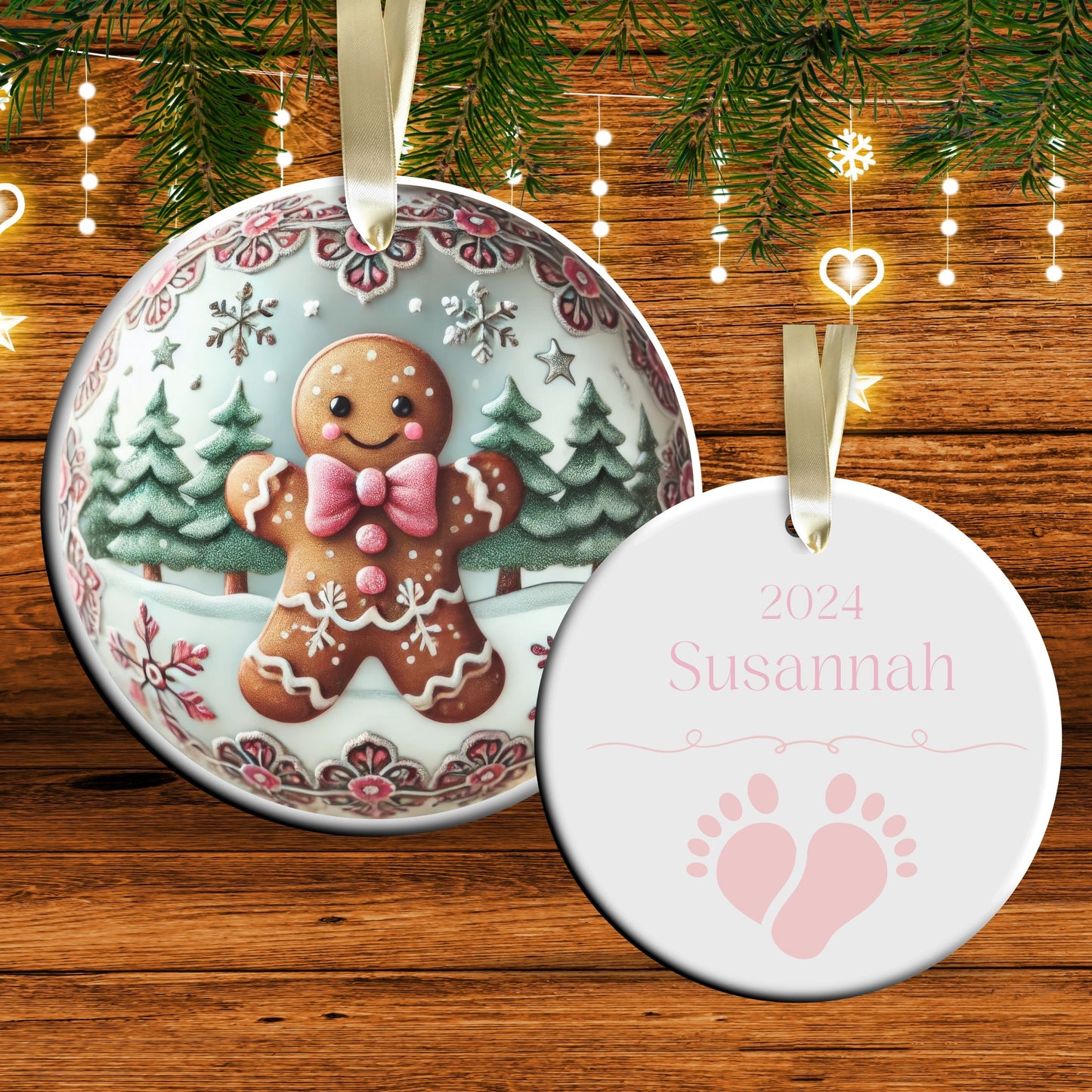 Pastel Nursery Babys First Christmas Ceramic Ornament Bauble 56-11