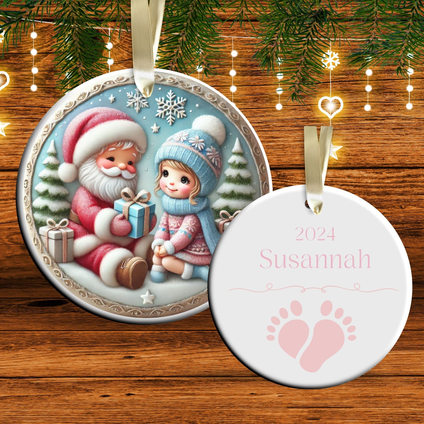 Pastel Nursery Babys First Christmas Ceramic Ornament Bauble 56-12