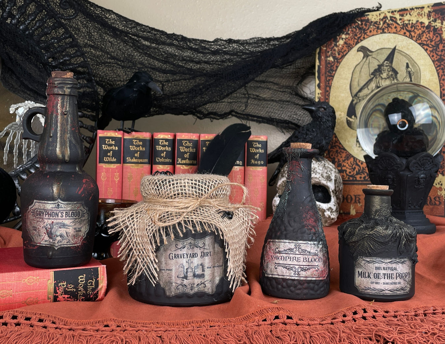 Handmade Halloween Potion Bottles Set 10