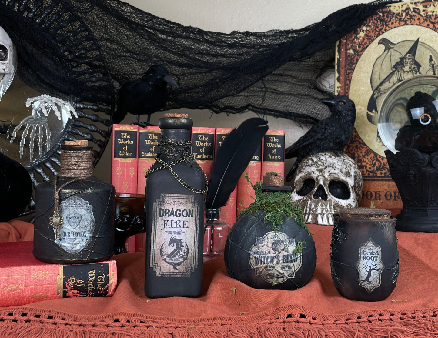 Handmade Halloween Potion Bottles Set 24